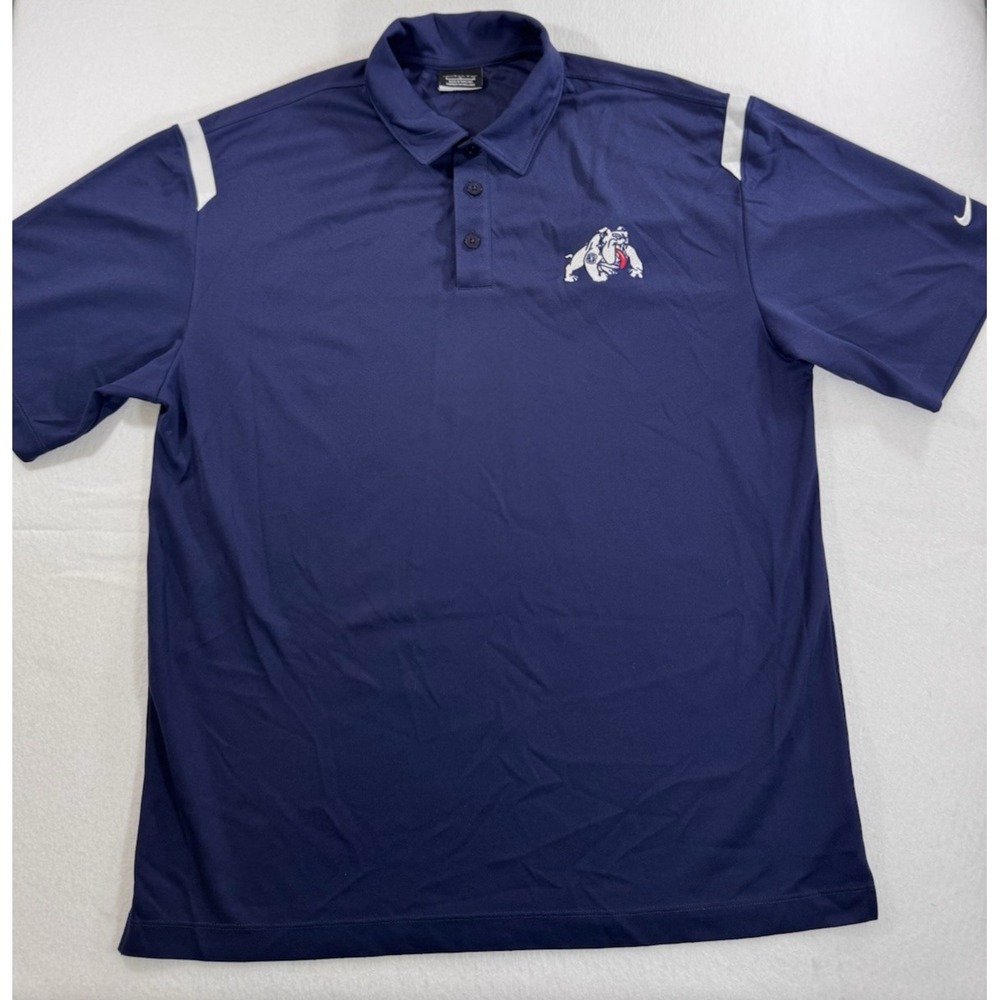 Nike Golf Mens Shoulder Stripe Polo Large Blue Gonzaga Bulldogs Embroidered EUC